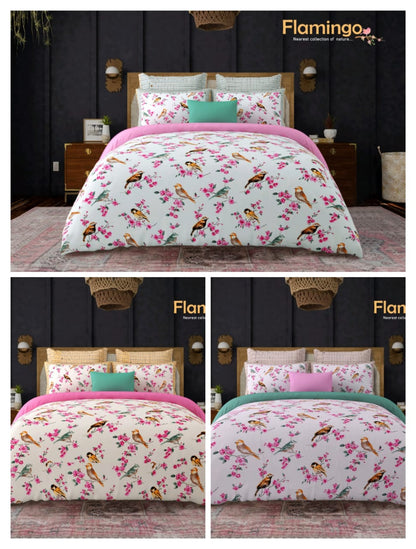 🦩 Tropical Vibes! Premium King Size Flamingo Bedsheet (100"x108") - 100% Twill Cotton