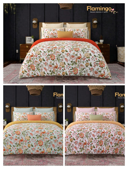 🦩 Tropical Vibes! Premium King Size Flamingo Bedsheet (100"x108") - 100% Twill Cotton