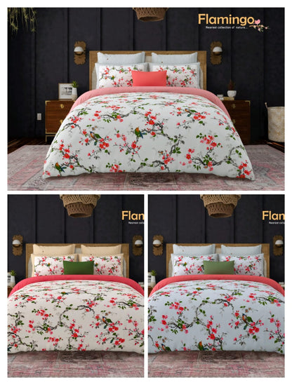 🦩 Tropical Vibes! Premium King Size Flamingo Bedsheet (100"x108") - 100% Twill Cotton