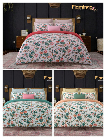 🦩 Tropical Vibes! Premium King Size Flamingo Bedsheet (100"x108") - 100% Twill Cotton